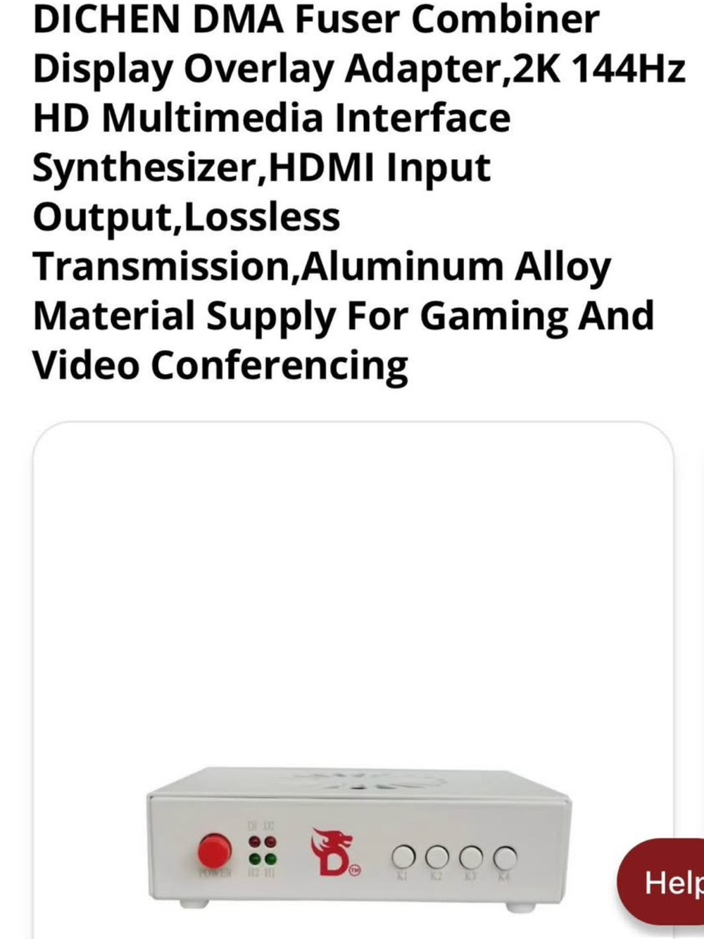 DICHEN DMA Fuser Combiner Display Overlay Adapter - Silver/Red
